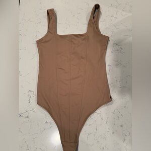 Abercrombie & Fitch - Corset Wide Strap Bodysuit - Tan - Size: S